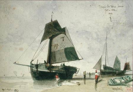 Two Fishing Boats de Louis Adolphe Hervier