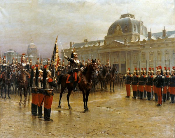 Colonel de La Rochetulon Presenting to the Recruits of the 6th Cavalry the Standard of the Regiment de Louis Auguste Georges Loustaunau