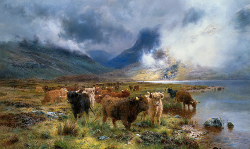 Highland cattles on the shore of the Tay de Louis Bosworth Hurt