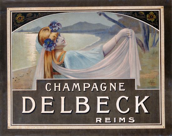 Advertisement for Champagne Delbeck, printed by Camis, Paris de Louis Chalon