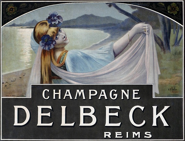 Advertisement for Champagne Delbeck, printed by Camis, Paris, c.1910 (colour litho)  de Louis Chalon
