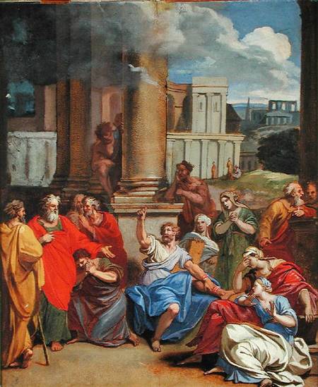The Prophet Agabus Predicting St. Paul's Suffering in Jerusalem (oil & pastel on paper) de Louis Cheron