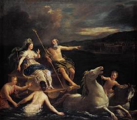 Neptun leads Amphytrite to his lock on his sea car