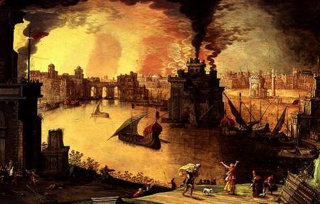 The Burning of Troy (panel) de Louis de Caullery