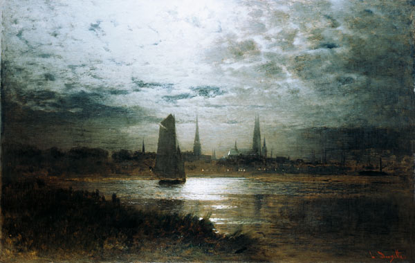 Lübeck in the moonlight de Louis Douzette