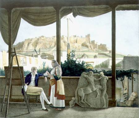 The French Consul, Monsieur Fauvel, on the terrace of his house in Athens, engraved by the Thierry B de Louis Dupre