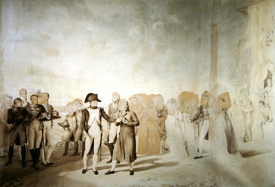 Napoleon visits the factory at Jouy-en-Josas, 20th June, 1806 (pen & sepia ink on paper) de Louis Eugene Gabriel Isabey
