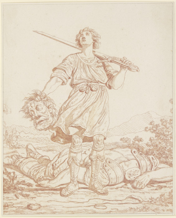 David als Sieger über den Riesen Goliath de Louis Félix de La Rue