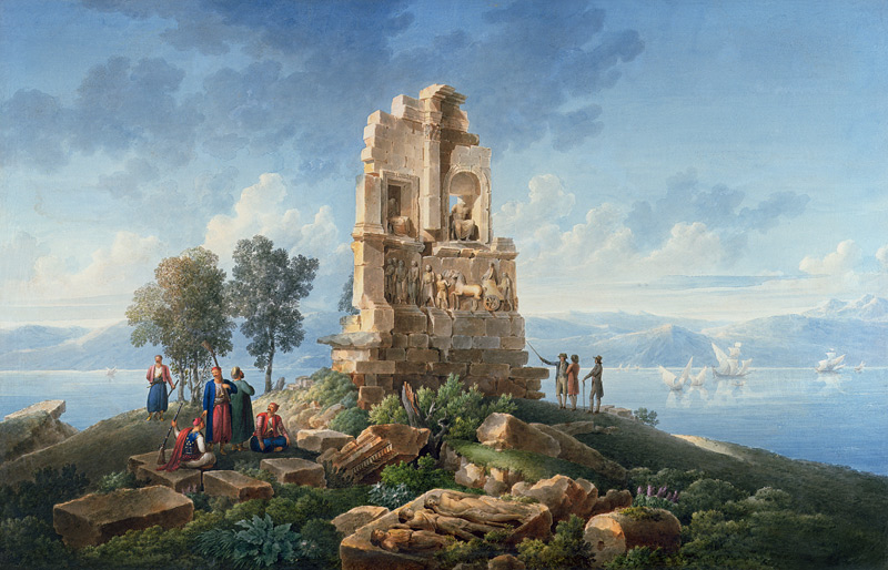 Grand Tourists at the Monument of Philopappos, Greece de Louis Francois Cassas
