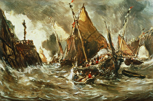 Ships in a Storm de Louis Gabriel Eugène Isabey