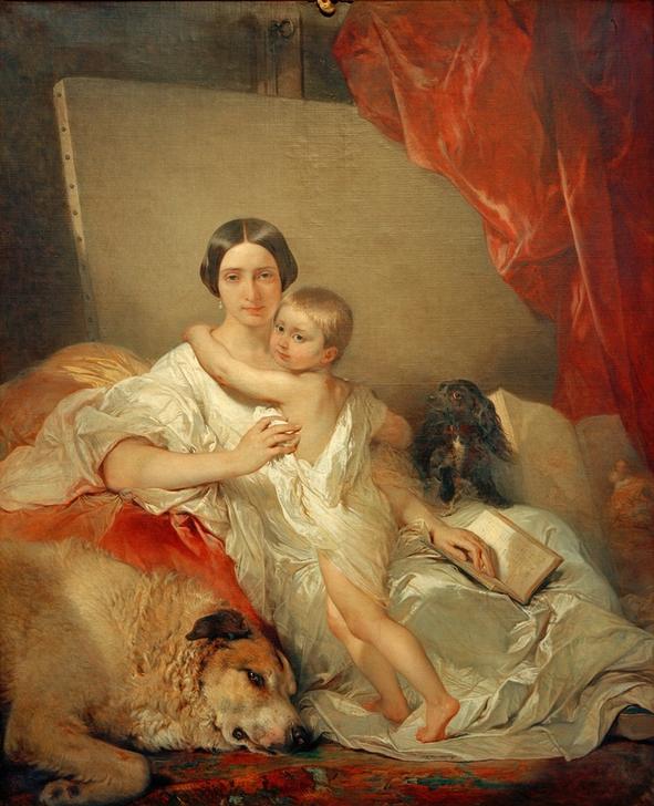 Madame Louis Gallait et sa fille de Louis Gallait