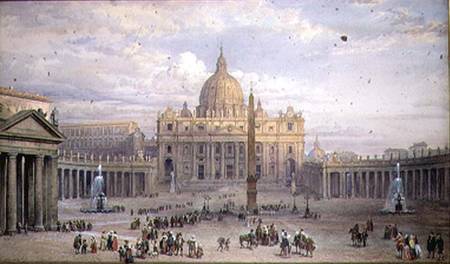 Exterior of St. Peter's, Rome, from the Piazza de Louis Haghe