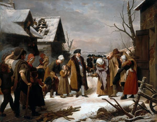 Louis XVI Distributing Alms to the Poor of Versailles during the Winter of 1788 de Louis Hersent