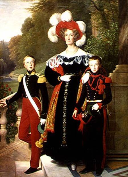 Marie Amelie of Bourbon-Sicile (1782-1866) and her sons, Henri of Orleans (1822-97) Duke of Aumale a de Louis Hersent