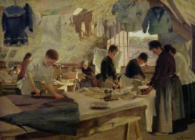 Ironing Workshop in Trouville, 1888 (oil on canvas)