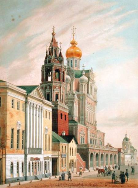 The Assumption Church at Pokrovskaya street in Moscow, printed by Lemercier, Paris de Louis Jules Arnout