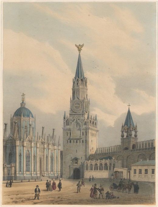 The Spasskaya Tower (Saviour Gates) and Saint Catherine Church of Ascension Convent in the Moscow Kr de Louis Jules Arnout