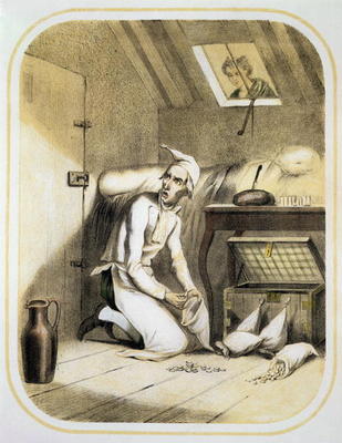 Avarice in the Kitchen, from a series of prints depicting the Seven Deadly Sins, c.1850 (colour lith de Louis-Léopold Boilly