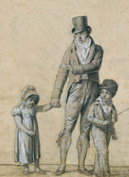Father with his daughter, study for 'The Shower' cil on de Louis-Léopold Boilly