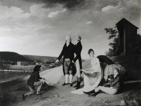 Oberkampf (1738-1815), his Two Sons and his Eldest Daughter in Front of the Jouy-en-Josas Factory de Louis-Léopold Boilly