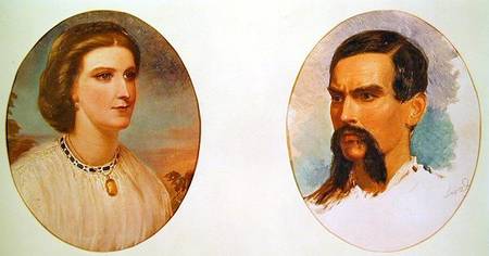 The Marriage Portrait of Richard Burton (1821-90) and Isabel Arundell (1831-96) June 1861 de Louis Lesanges