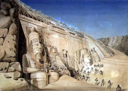 The Excavation of the Great Temple of Ramesses II, Abu Simbel  on de Louis M.A. Linant de Bellefonds