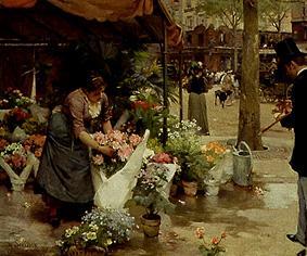 On the flower market. de Louis Marie de Schryver