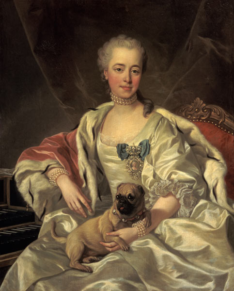 Portrait of the princess Golytschina with her litt de Louis Michael van Loo