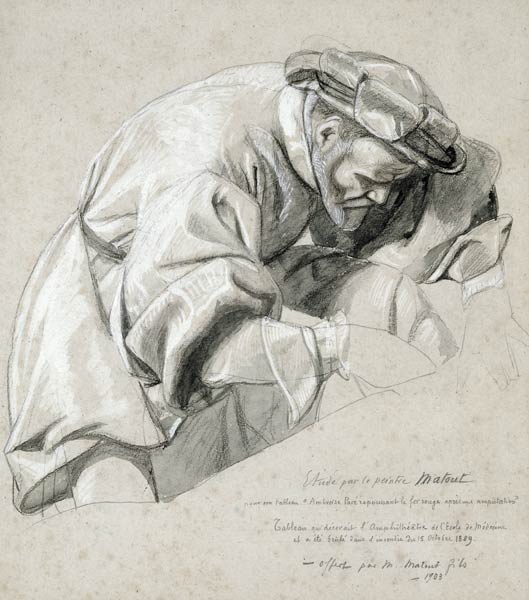 Study of Ambroise Pare (c.1510-90) the 'Father of Modern Surgery' (charcoal & white chalk wash on pa de Louis Nicolas Matout