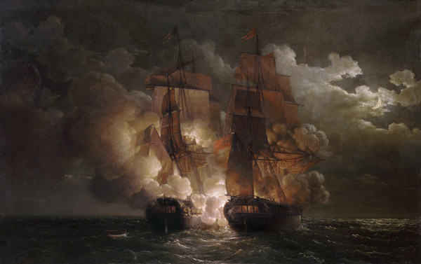 Battle Between the French Frigate 'Arethuse' and the English Frigate 'Amelia' in View of the Islands de Louis Philippe Crepin