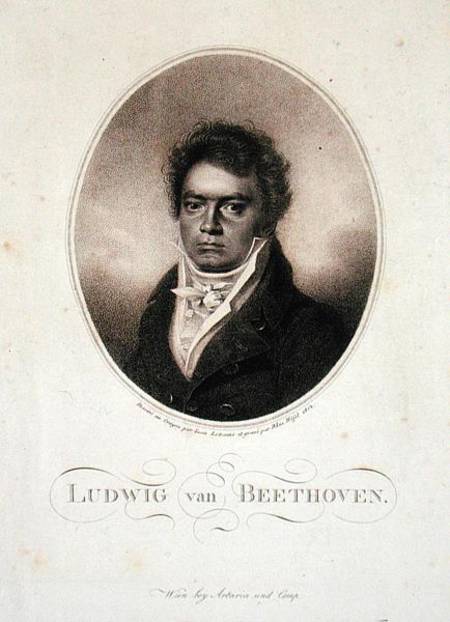 Ludwig van Beethoven (1770-1827) engraved by Blasius Hofel (1792-1963) de Louis Rene Letronne