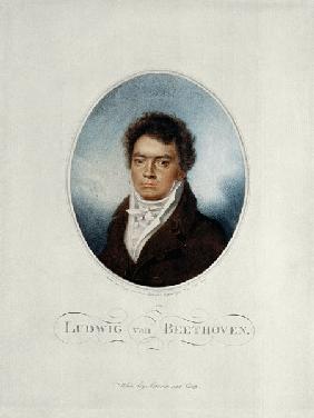 Lugwig van Beethoven (1770-1827) engraved by Blasius Hofel (1792-1863)