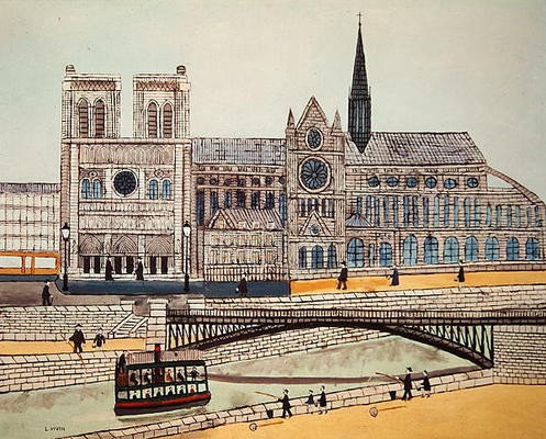 Notre-Dame (south side), c.1933 (oil on canvas) de Louis Vivin