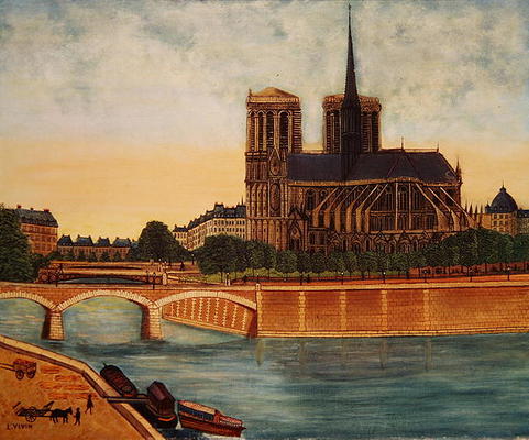 Notre-Dame (view of the apse) c.1933 (oil on canvas) de Louis Vivin