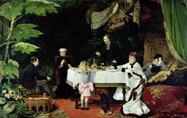 The Luncheon in the Conservatory, 1877 (oil on canvas) de Louise Abbema