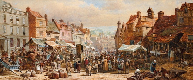 Market day in Chippenham. de Louise Rayner