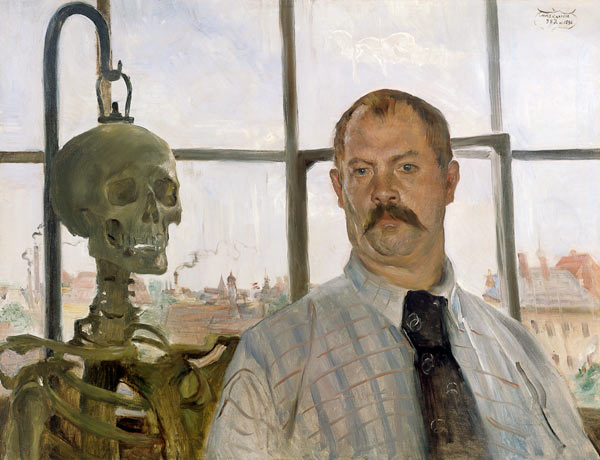 Self-portrait with skeleton de Lovis Corinth