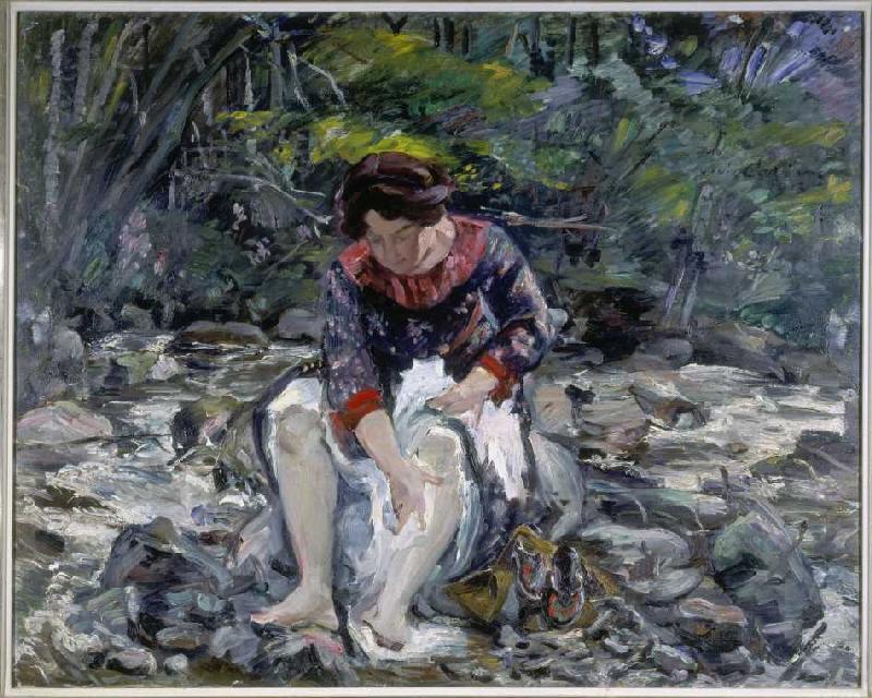 Girl in the woods brook (Charlotte Corinth) de Lovis Corinth
