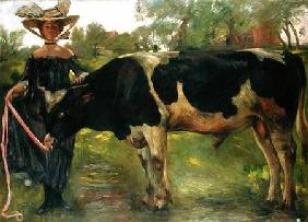 The Painter Charlotte Berend With A Bull