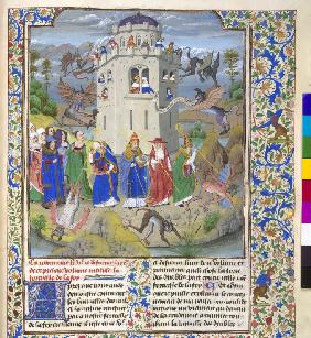 Fortress of Faith (Miniature of the Saints Gregory, Augustine, Jerome, and Ambrose fighting demons)