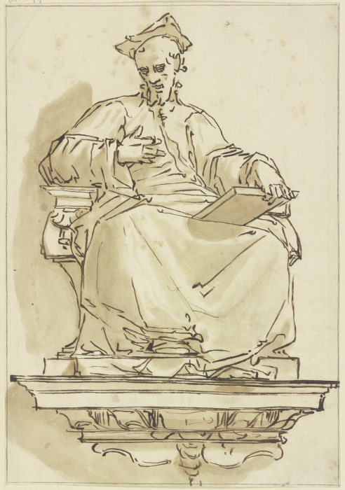 Konsolstatue eines sitzenden Kardinals de Luca Cambiaso