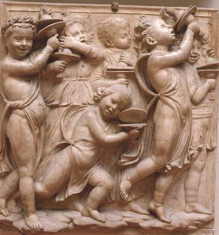 Putti playing cymbals, detail from the Cantoria de Luca Della Robbia