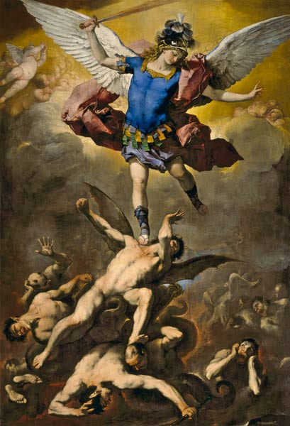 Archangel Michael overthrows the rebel angel de Luca Giordano