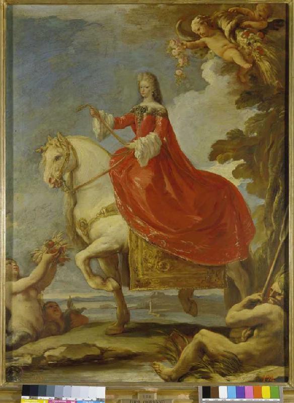 Dona Mariana of new castle to horse de Luca Giordano