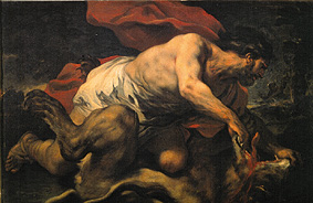 Samson in the cave of the lion de Luca Giordano