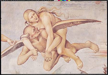 One of the Damned Riding on a Devil, from the Last Judgement de Luca Signorelli