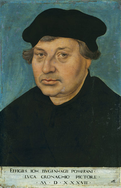 Portrait of the reformer Johann Bugenhagen (1485-1 de Lucas Cranach el Viejo