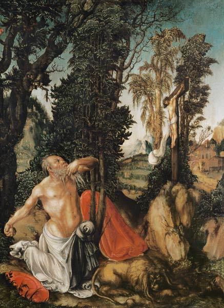 The expiating St. Hieronymus. de Lucas Cranach el Viejo