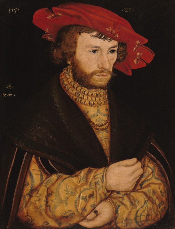 Young man with a red cap de Lucas Cranach el Viejo
