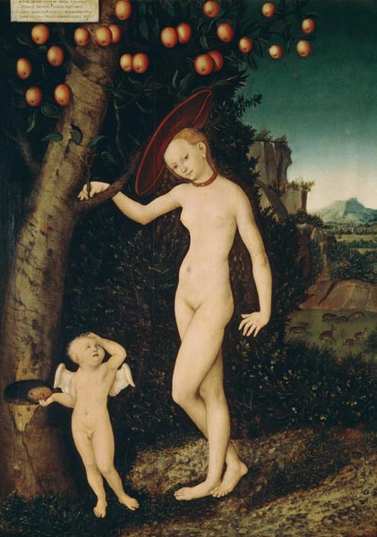 Venus and Amor as a honey thief de Lucas Cranach el Viejo